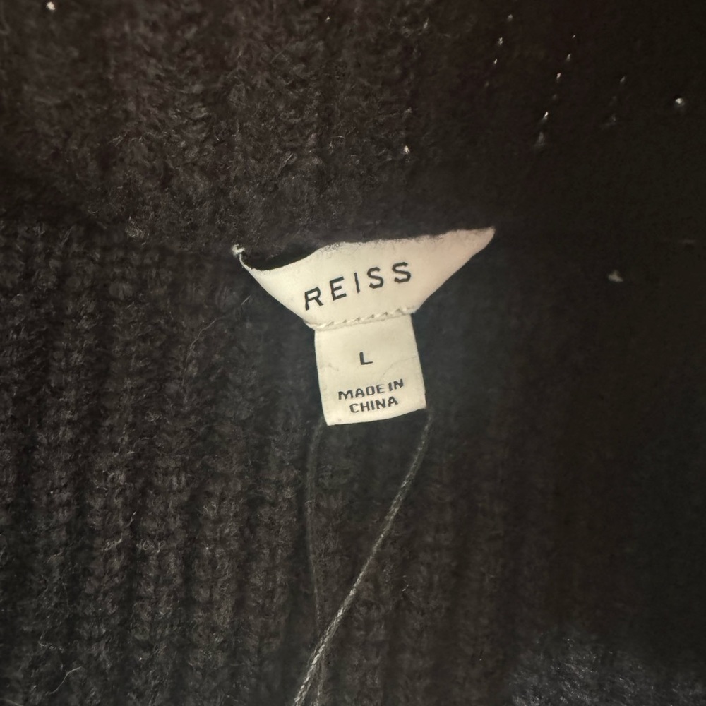 Reiss Black and White Patterned Knit Turtleneck Pullover - Picture 7 of 7